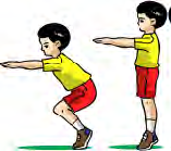 Gambar II.3 Gerakan Mengayun Lengan ke Samping d. Gerakan Dasar Menekuk Lutut Gerak menekuk lutut bertujuan untuk melatih kekuatan otot paha, juga untuk kelenturan kaki.