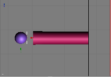 Aktifkan Auto key lalu geser time slider 0 ke frame 100 geser objek sphere kearah kanan melewati tube. Gambar 136. Menganimasikan sphere Tekan tombol play untuk menjalankan animasi.