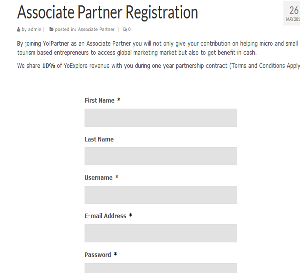 Klik post Associate Partner Registration 3. Lengkapi formnya.