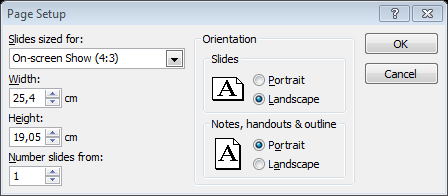 Tampilan Design - Page Setup : mengatur ukuran dan orientasi slide - Slide Orientation : mengatur orientasi kertas yaitu Portrait atau Landscape - Themes :