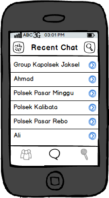 Recent Chat Pada menu (tab) recent chat, pengguna akan melihat list chat dari yang terbaru hingga terlama.