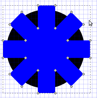 Bukan logo RHCP! Ini bintang biru. Pilih semua persegi panjang, jadikan path (Ctrl+Shift+C).