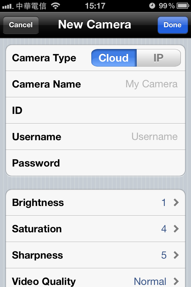 username, dan password (ditemukan pada kartu ID Cloud).