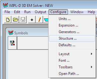 43 A. Configurasi dan Stucture Gambar 3.7 Configure Menu ( Main Screen ) Klik Configure option dalam main menu bar. Configure menu terbuka, seperti terlihat pada gambar 3.