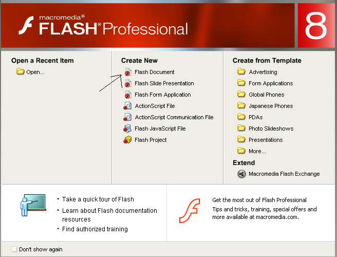 Nah Sekarang Kita akan coba untuk membuat sebuah animasi sederhana dengan menggunakan aplikasi Macromedia Flash 8.