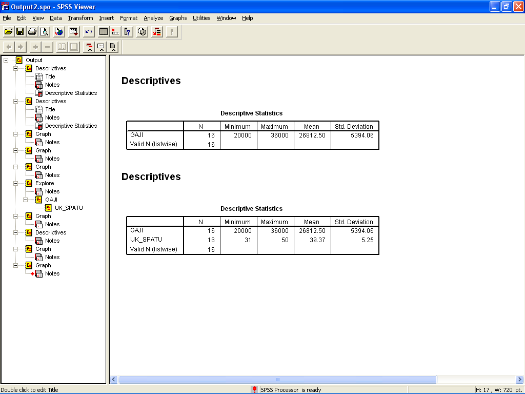 Pilih menu analyze > descriptive statistics > descriptives Dan selanjutnya muncul kotak dialog