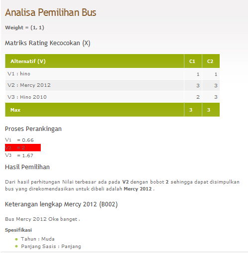 9 Gambar 4.1 : Hasil Pemilihan Bus Kesimpulan dan Saran 1. Sistem yang dirancang dalam pembelian bus pada PO.