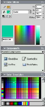 14 Color Mixer Mixer Components Color Switches Gambar 2.9. Panel-panel dalam Flash 2.7.