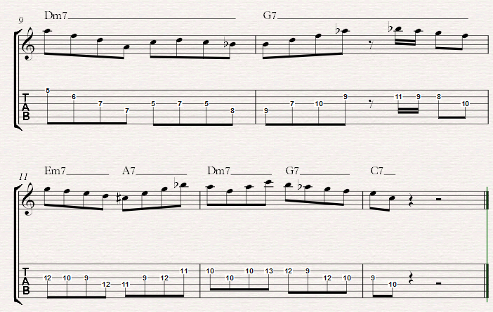 57 Gambar 45. solo 12 bar blues dengan aplikasi arpeggio dim dalam chord dominant 7 th (dok.