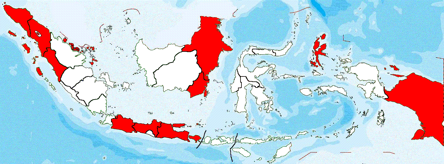 Jakarta, Jawa Barat, Jawa Tengah, Jawa Timur dan Maluku Utara.