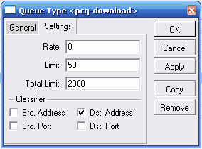 - Queue Type Queue type adalah digunakan untuk mengatur type pembatasan bandwidth yang digunakan, khusus untuk pembagian bandwidth agar pembagian dapat merata di gunakan type pcq.