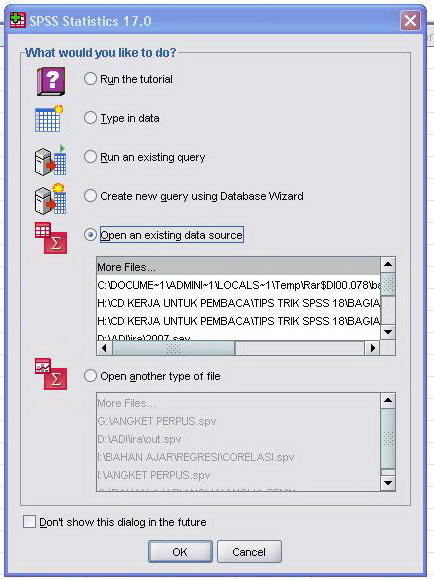 3. Mengenal Halaman SPSS 17 Menubar File Menu ini digunakan untuk keperluan yang berhubungan dengan file