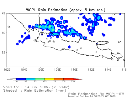 4 Implementasi Monitoring Curah Hujan Secara Near-Real Time Hasil kajian ini menunjukkan bahwa estimasi curah hujan dengan metode CST bisa diterapkan di wilayah Indonesia.