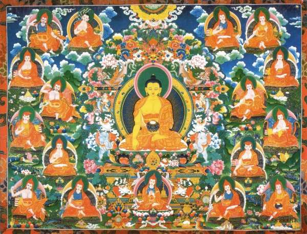 1 Tujuh Belas Pandita dari Universitas Nalanda (The Seventeen Pandits of Nalanda Monastery) Oleh James Blumenthal, Ph.D. Gambar thangka Buddha Shakyamuni beserta 17 Pandita dari Nalanda.