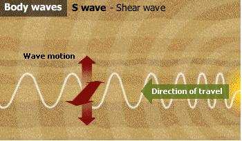 15 Ketika melewati medium cair atau udara gelombangnya akan teredam sehingga tidak tercatat oleh seismograf. Gambar 2.9 Gelombang Sekunder (S-wave) (earthquake.wordpress.