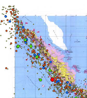 5.0 Mw 6.0 6 < Mw 7.0 7 < Mw 8.0 8 < Mw 9.0 Mw 9.0 Gambar IV-7 Sebaran episenter gempa utama di pulau sumatera dan sekitarnya berdasarkan magnitude.