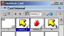 - Untuk menjadikannya sebagai cursor, klik menu Insert Media Element Cursor - Di kotak dialog Custom Properties atur sebagai berikut : o Pilih cursor yang anda inginkan klik tombol < atau > o Klik