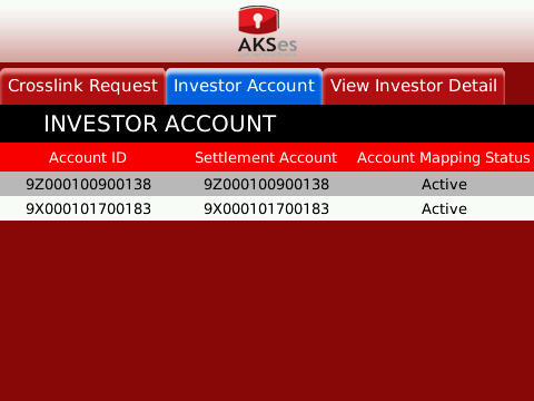 Gambar 4. 7 Investor Account, memperlihatkan account-account yang sudah terhubung dengan SID-nya.