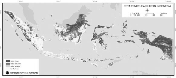 13 Kondisi penutupan hutan berdasarkan data hasil penafsiran citra satelit tahun 2009 diketahui bahwa 68,6% kawasan hutan atau seluas 89,64 juta ha dalam kondisi berhutan (41,26 juta ha hutan primer,