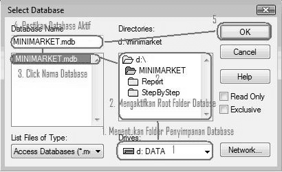 Gambar 4.25 Menentukan Nama DSN 7. Pilih Drive penyimpanan database pada Combo Drives, setelah itu aktifkan folder penyimpanan database sesuai dengan awal pembuatan database.