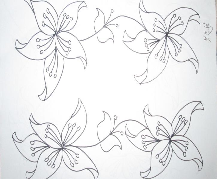 Gambar 50 : Sket Alternatif Bunga Lili 47 (Dokumentasi Ajeng Putri Indriaswari, 12 Januari 2015)