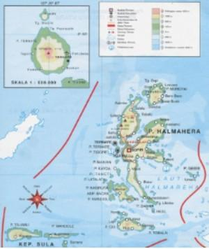8 Wilayah ini seluruhnya dikelilingi oleh laut dengan delapan buah pulau dan mempunyai batas-batas sebagai berikut : a. Sebelah Utara dengan Laut Maluku b. Sebelah Selatan dengan Laut Maluku c.