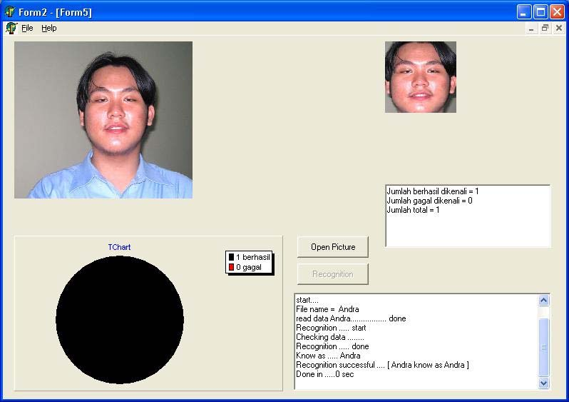 Gambar 7 Rancangan layar form pengenalan wajah Form ini digunakan sebagai user interface dengan proses pengenalan wajah.