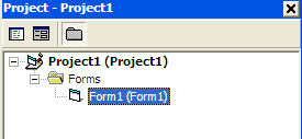2.7.4 Menu ToolBox Toolbox merupakan Icon-Icon Object atau control yang dibutuhkan untuk membentuk suatu program aplikasi Gambar 2.5 Menu Tool Box Visual Basic 2.7.5 Jendela Project Jendela Project adalah jendela yang menampilkan semua file dalam project yang kita buat.