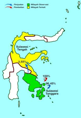 Gambar 3. 74 Peta Distribusi Perdagangan Gula Pasir di Provinsi Sulawesi Tenggara 3.30.