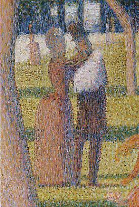Sebuah karya George Seurat denga judul Detail from A Sunday on La Grande