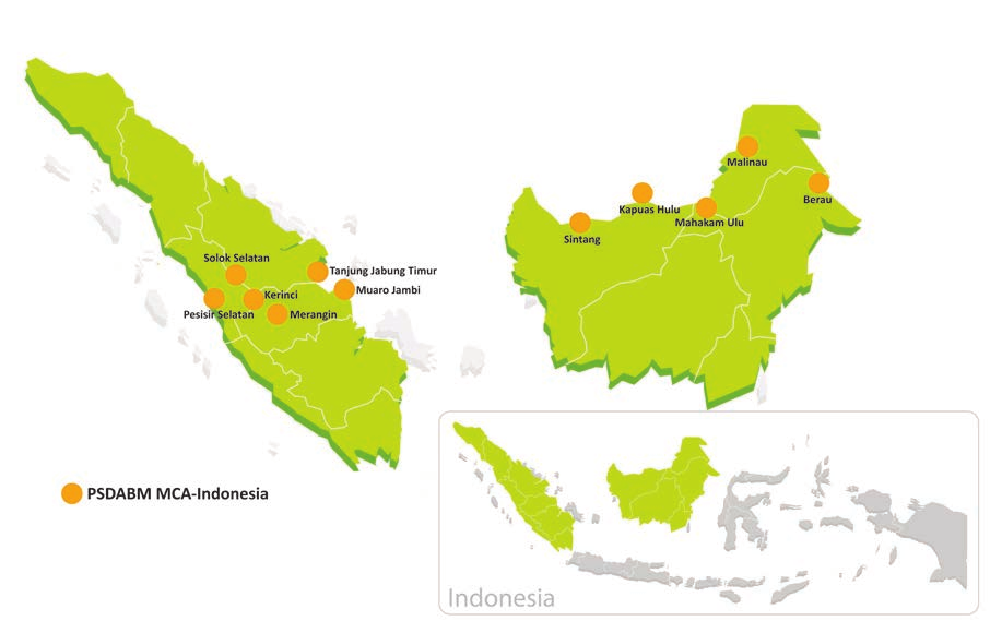 Panduan Umum Peta wilayah program Hibah PSDABM Lot 1 di Sumatera dan Kalimantan Sumatera Sumatera Barat: Kabupaten Solok Selatan, Pesisir Selatan Jambi: Kabupaten Merangin