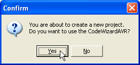 Gambar 20. Membuat project baru Berikutnya Anda akan ditanya apakah akan menggunakan CodeWizardAVR.