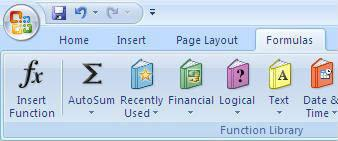 FUNGSI dengan ADD FORMULA 1. Buka Microsoft Excel 2007 kamu. Dan Klik Formula pada bagian atas sidebar. Lihat gambar dibawah ini untuk lebih jelasnya.
