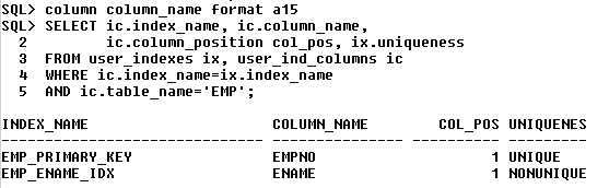 Percobaan 6 : Buat index pada kolom ename yang ada pada table EMP. 2.