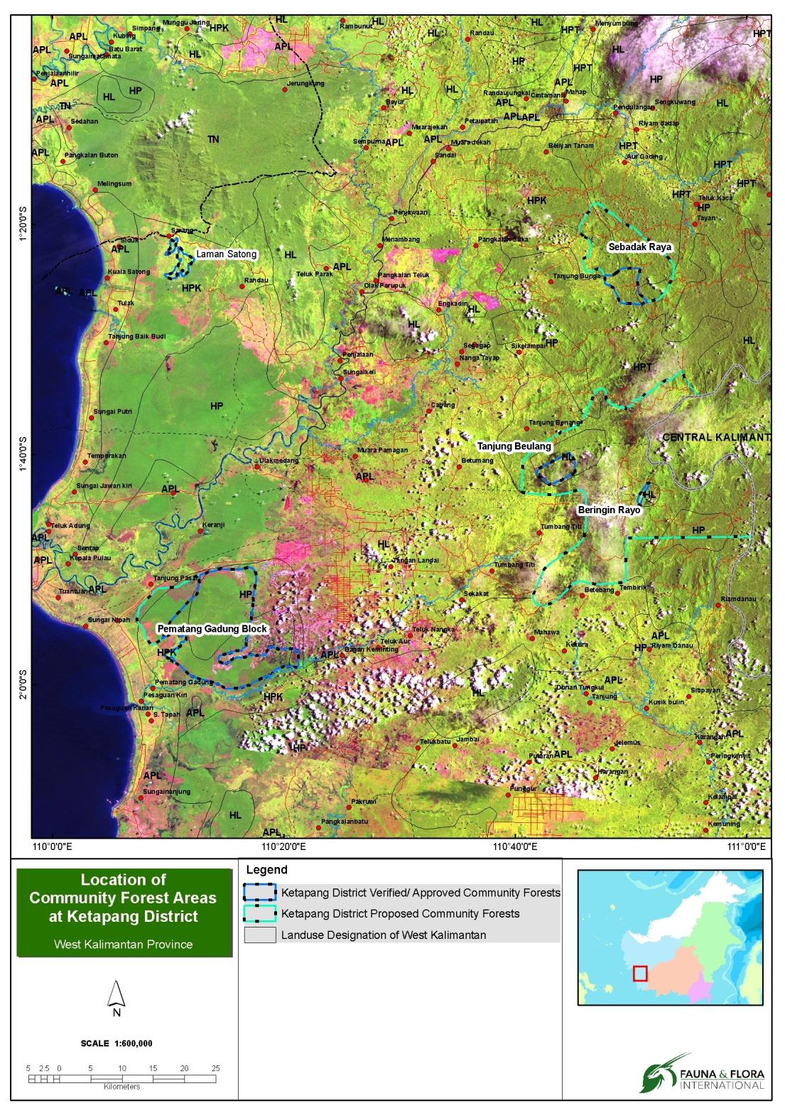 Progress Ketapang 7 desa (28,000 ha) diverifikasi; 6 desa (14,000 ha) SK pencadangan areal HD; 1 desa (14,000 ha) belum dapat