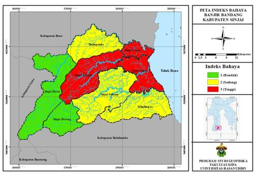 Gambar 3 Peta indeks bahaya banjir bandang Kabupaten Sinjai 5.