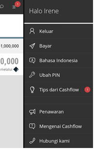 Ubah PIN / Change PIN Fitur ini digunakan untuk mengubah Cashflow PIN, untuk pengguna Cashflow yang sudah melakukan proses registrasi sebelumnya.