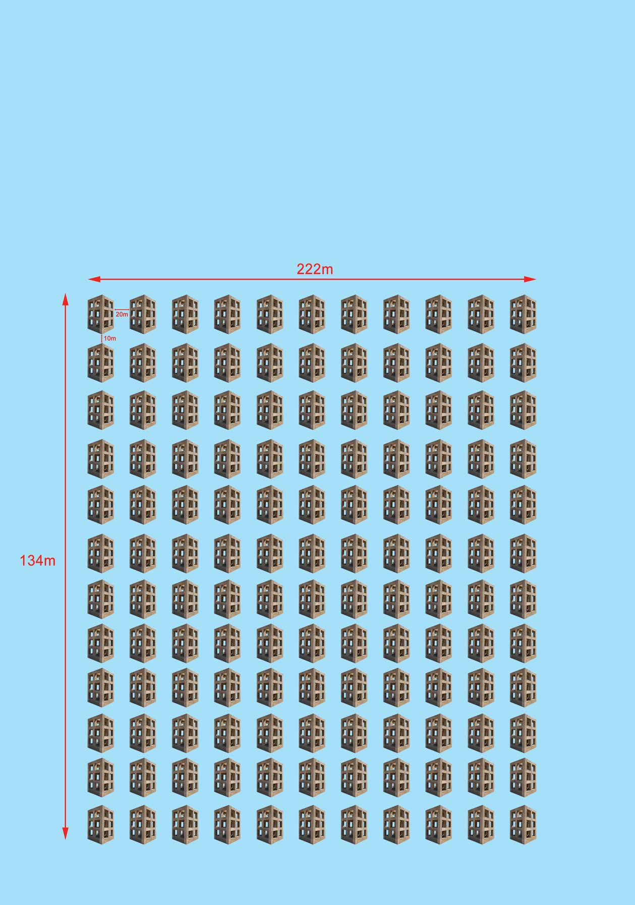 SUSUNATUR TUKUN Setiap tapak akan mengandungi 130 unit tukun yang akan disusun secara 11 lajur x 12 baris seperti yang ditunjukkan di dalam gambarajah untuk membentuk satu komplek.