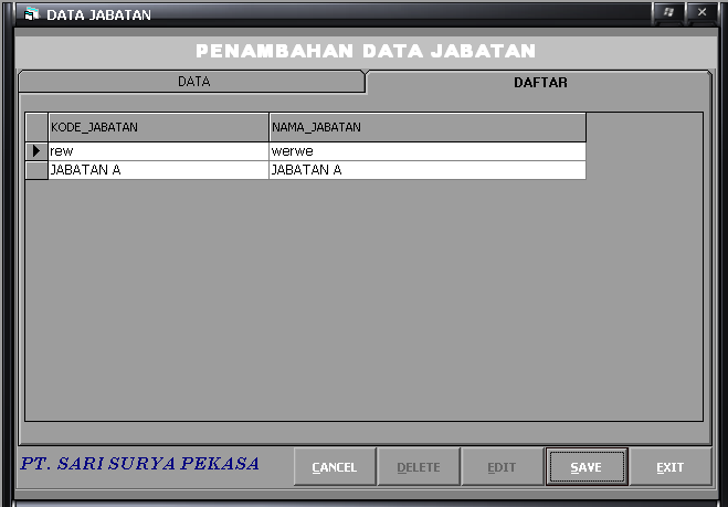 36 Form Entry Data Jabatan