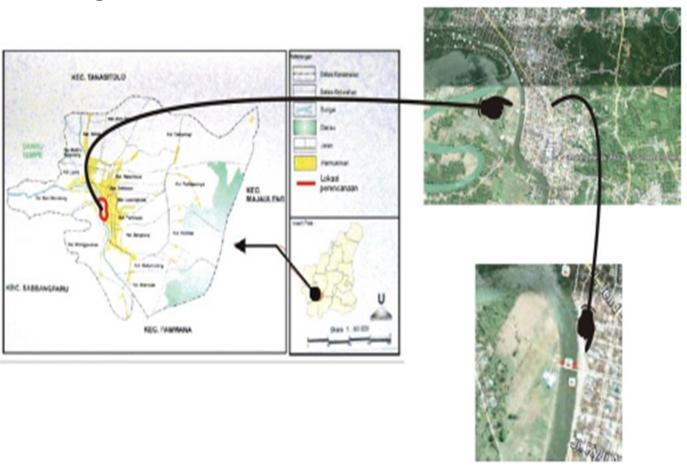 4: Lokasi Perancangan Sumber: Google Earth Dimodifikasi, 2015 Lokasi perencanaan berada di pusat kota Sengkang yakni di jalan sungai Cenranae kota Sengkang kabupaten Wajo.