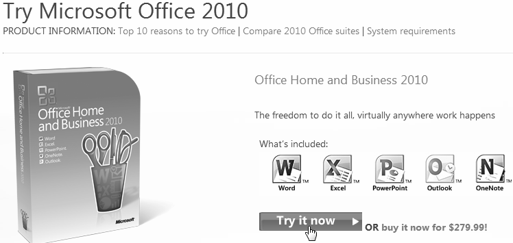 Profesional dengan Microsoft Office 2010 Klik Website Office 2010 dibuka dengan browser Mozilla FIrefox Isi keping CD Microsoft Office 2010
