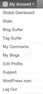 Pada bagian atas WordPress terdapat sejumlah item menu.