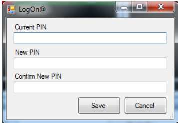 2. Setelah memilih Change PIN maka akan muncul layar sebagai berikut: Masukkan nomor PIN yang dipakai sekarang pada entri Current PIN.