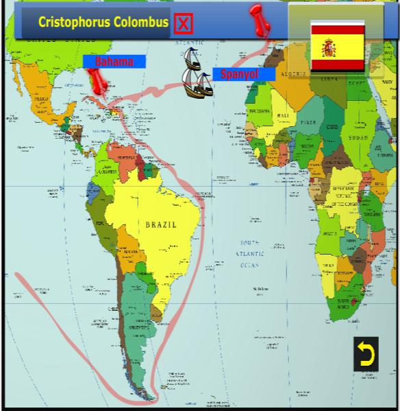 g. Rancangan untuk halaman Cristophorus Colombus Menu rancangan Cristophorus Colombus terdiri dari: - Menu Spanyol dengan gambar bendera negara tersebut, berfungsi untuk menampilkan halaman menu