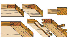 Pilihlah arah lingkaran tahun yang searah dengan tebal kelam supaya bila terjadi penyusutan kayu maka bentuk kelam relatif stabil (Gb. 6.16 kiri).