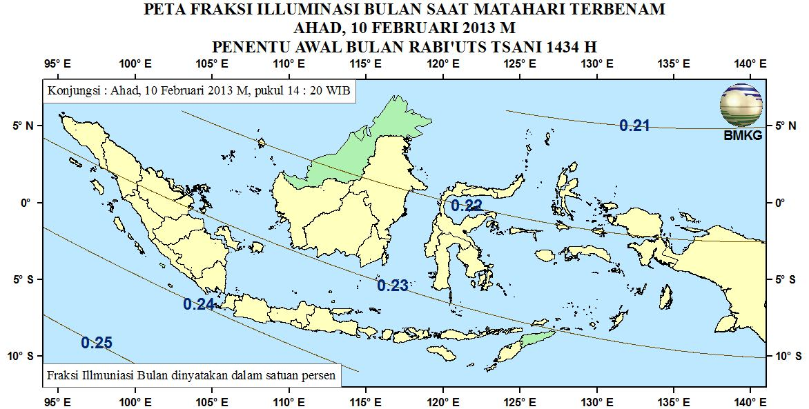 Peta Lag tanggal 10 Februari 2013 untuk pengamat di Indonesia 7.