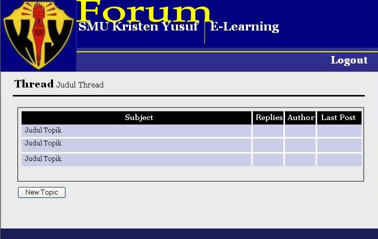 119 Gambar 4.76 Murid dan Guru Halaman Thread Halaman ini merupakan rancangan layar Forum Halaman Threas untuk murid dan guru.