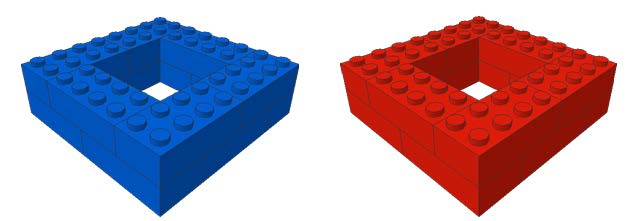 Didalam tiap container terdapat sebuah limbah yang telah disortir yang diwakilkan oleh sebuah LEGO Brick dengan warna yang sama seperti container.