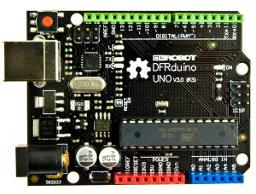 43 3.4 DFRduino UNO Board ini sama dengan Arduino UNO, DFRduino UNO V3.0 ini memiliki kemampuan yang sama persis menggunakan ATMega16U2 untuk converter USB serialnya sama dengan Arduino UNO R3.