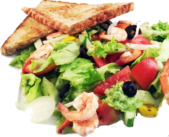 SALADS SALAD 96. FRESH GREEN SALAD FRESH VEGETABLES WITH TOASTED BREAD.